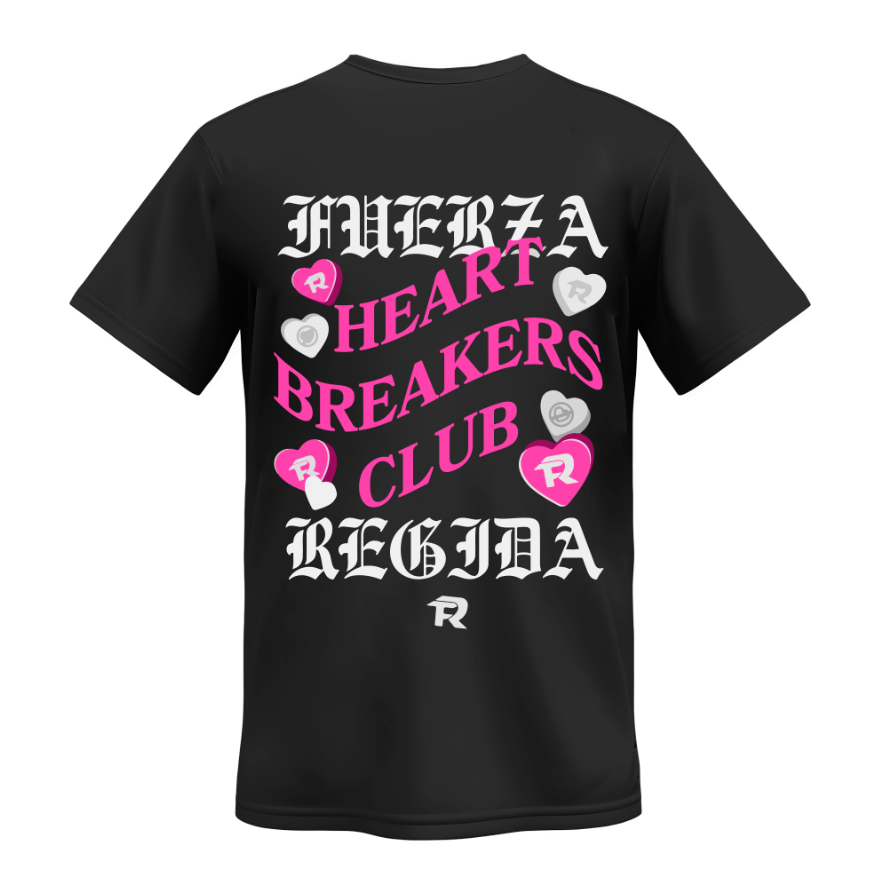 Playera | Negra | Fuerza Regida | Heart Breakers Club Valentine’s Day