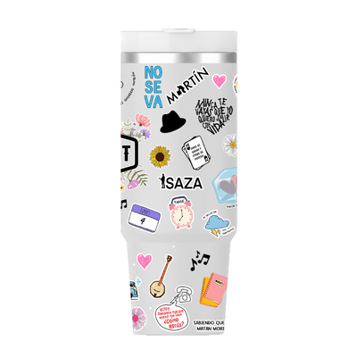 Vasos Térmico 1300ml | Gris Claro | Morat | COLLAGE figuritas coloridas 2| Karen