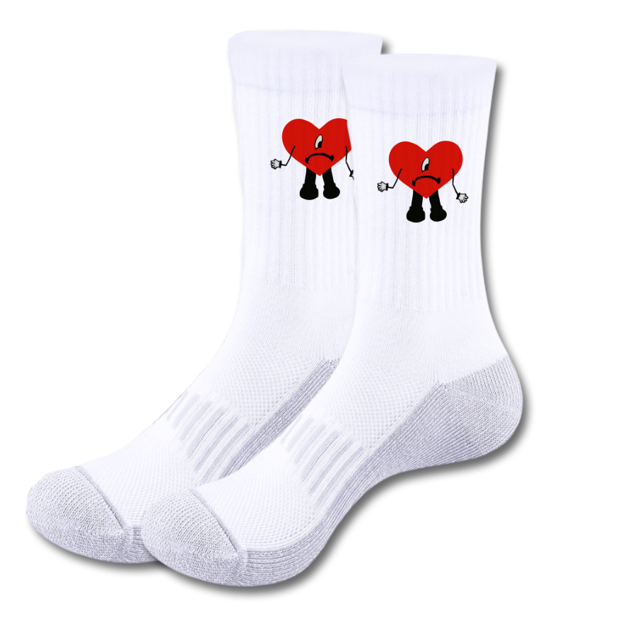Calcetines | Personalizados | Blanco/gris | Bad Bunny | Un verano sin ti