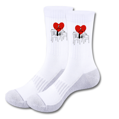 Calcetines | Personalizados | Blanco/gris | Bad Bunny | DtmF