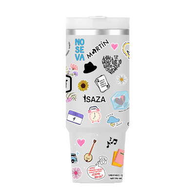 Vaso Térmico 1300ml | Gris Claro | Morat | COLLAGE figuritas coloridas 2 | Dany