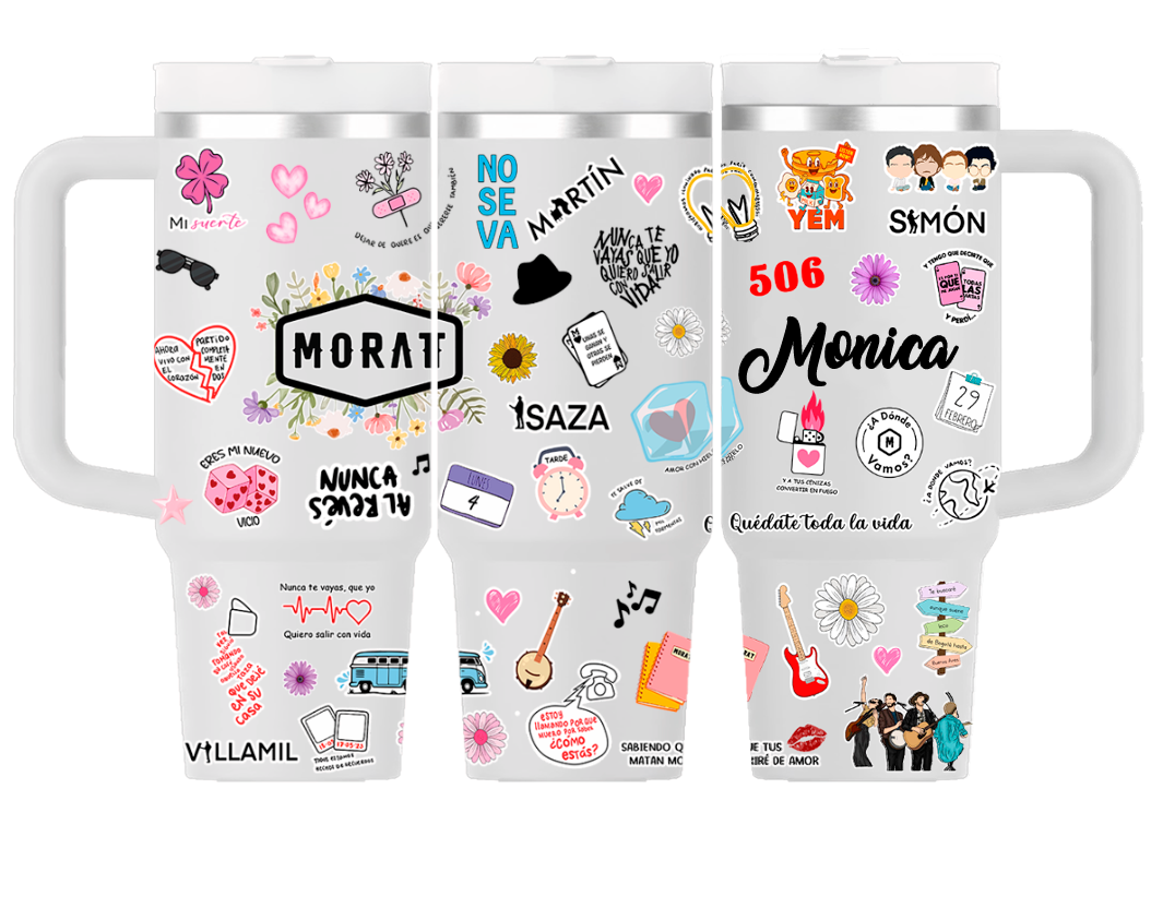 Vaso Térmico 1300ml | Gris Claro | Morat | COLLAGE figuritas coloridas 2 | Monica