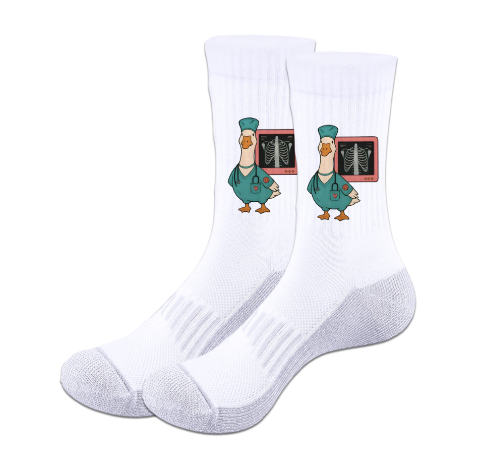 Calcetines | Personalizados | Blanco/gris | Medicina | Ducktor