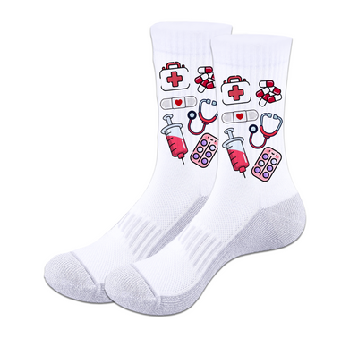 Calcetines | Personalizados | Blanco/gris | Medicina | Collage implementos 2