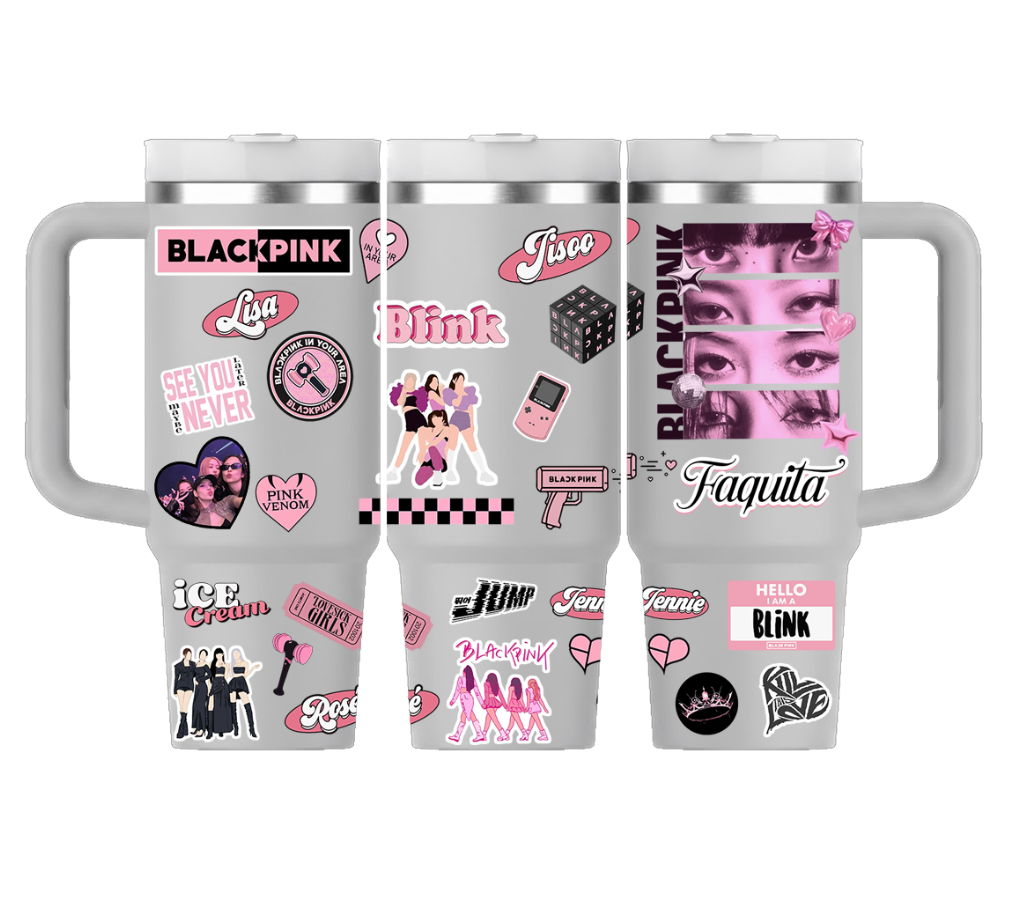 Vaso Térmico 1300ml | Gris Claro | Black Pink | Figuritas 1