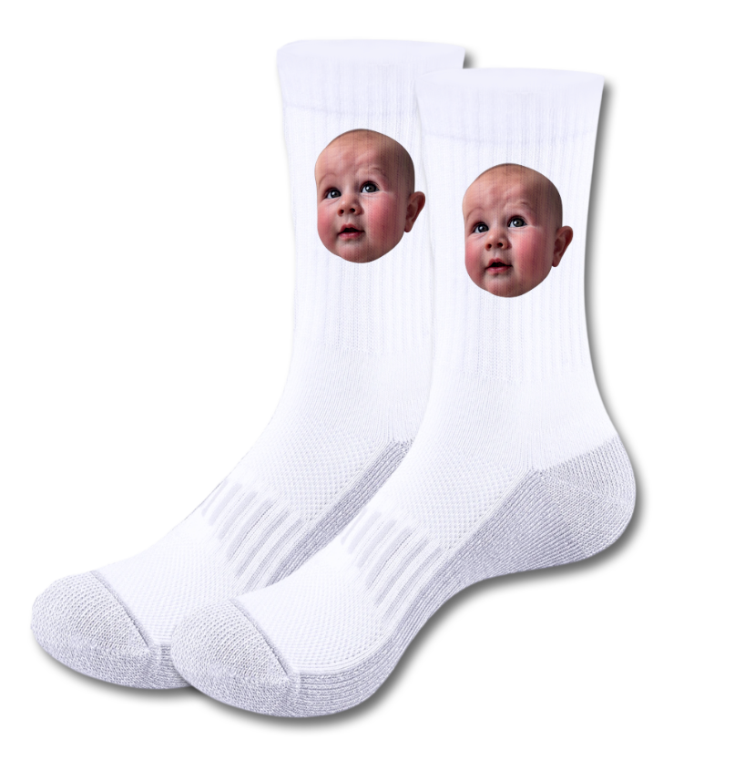 Calcetines | Personalizados | Blanco/gris | carita | Bebé