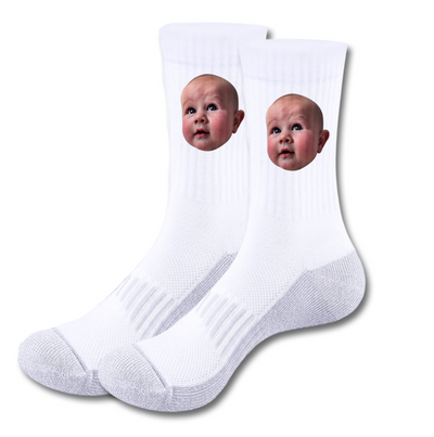 Calcetines | Personalizados | Blanco/gris | carita | Bebé