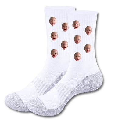 Calcetines | Personalizados | Blanco/gris | carita | niño patrón
