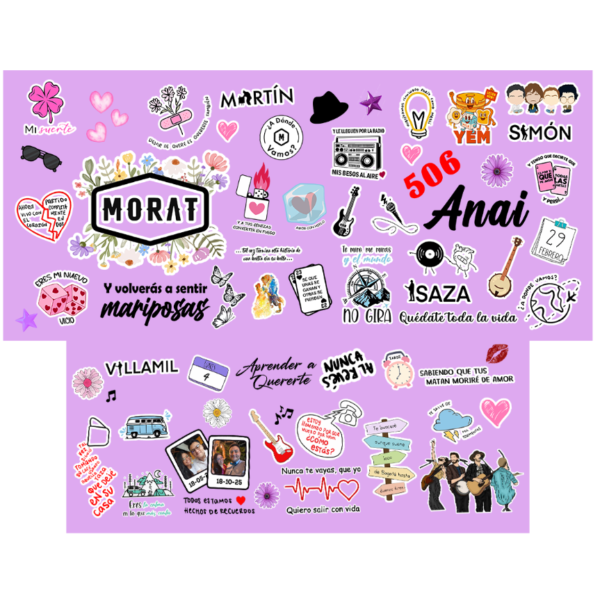 Vasos Térmico 900ml | lila | Morat | Figuritas mejores canciones de Morat | Anai