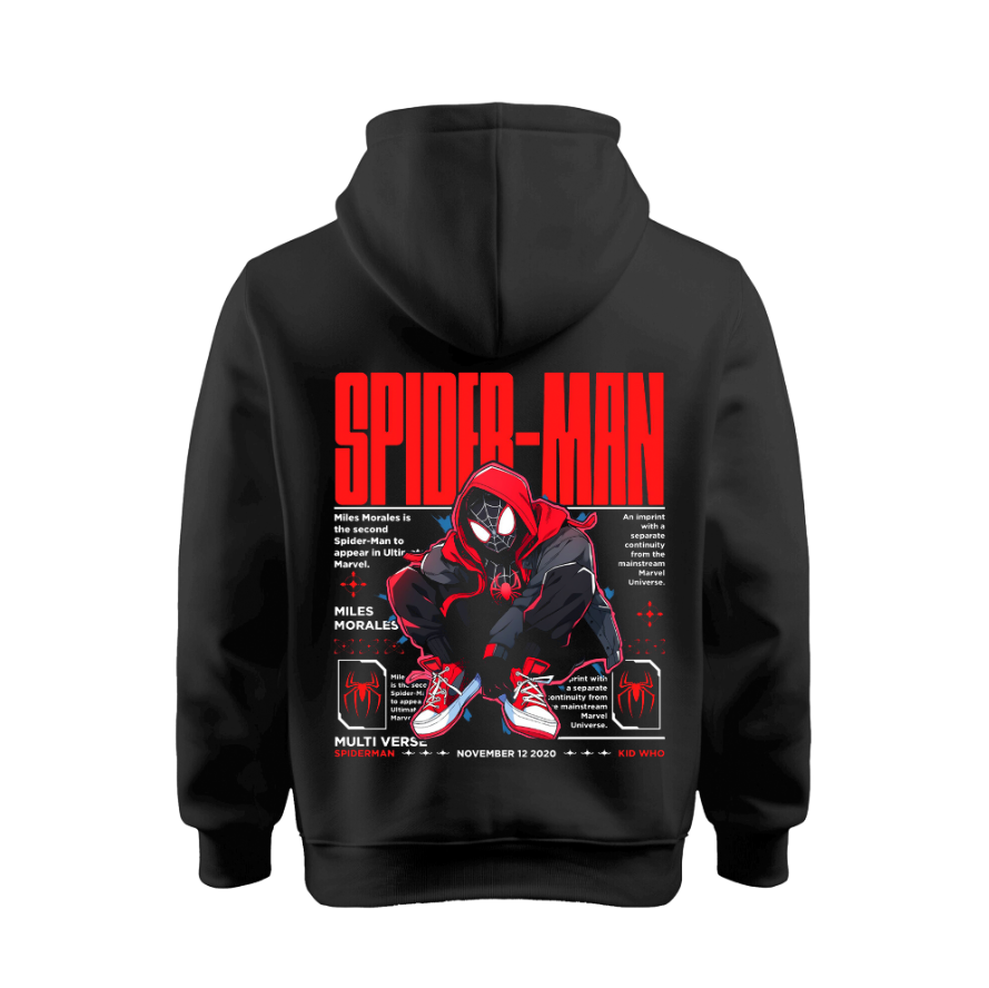 Sudadera | Negra | Spider-Man | Miles Morales
