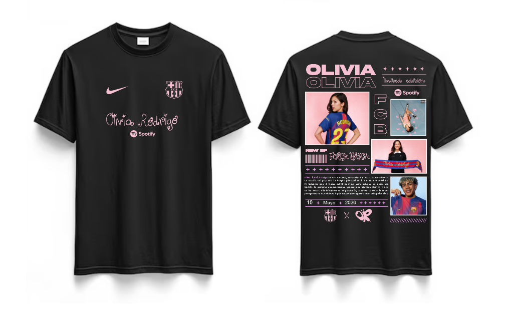 Playera | Negra| FCB X Olivia Rodrigo| Nombre