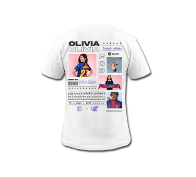 Playera | Blanca| FCB X Olivia Rodrigo| Nombre