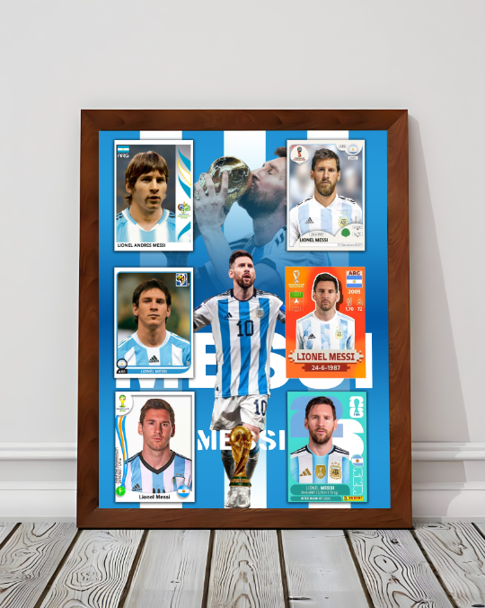 Cuadros con marco | Personalizados | Mundial 2026 | Messi | Todos sus mundiales| Tono Azul