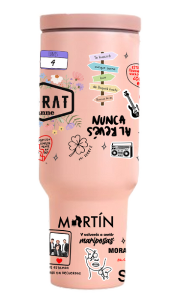Vasos Térmico 1300ml | Rosado| Morat| Figuritas
