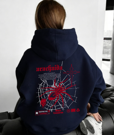 Sudadera | Azul | Hombre Araña | Esqueletos de telaraña