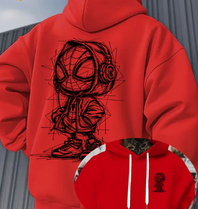 Sudadera | Rojo| Hombre Araña | spider man | Boceto de línea de auriculares