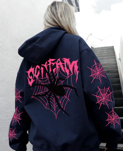 Sudadera | Azul| Hombre Araña | spider man | Telaraña Rosa