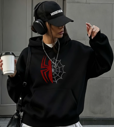 Sudadera | Negro | Hombre Araña | Spider man | estilo creativo otoño