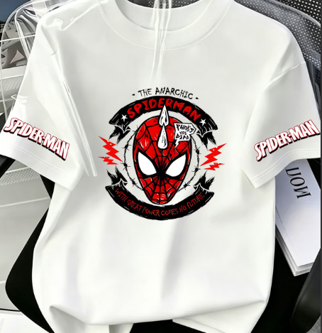 Playera | Blanco | Hombre araña | spiderman | punk espina de araña