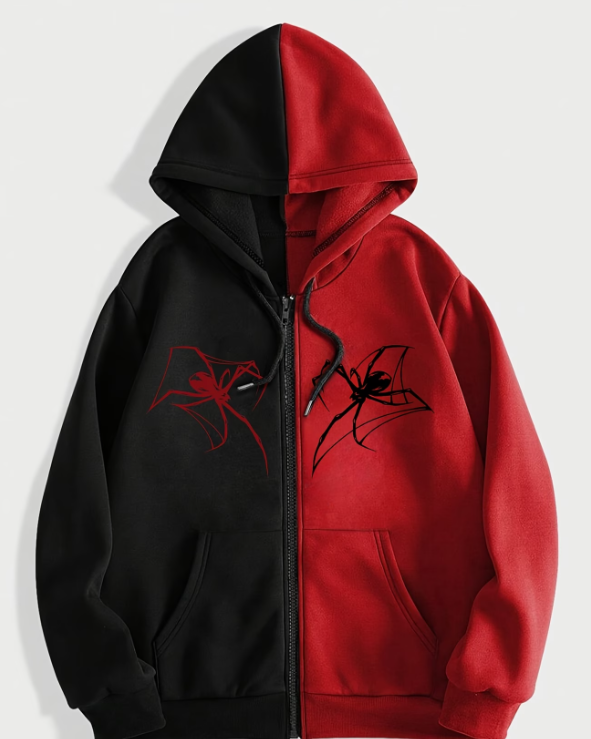 Sudadera con zipper | Negro-Rojo | Hombre Araña | spider man | bicolor