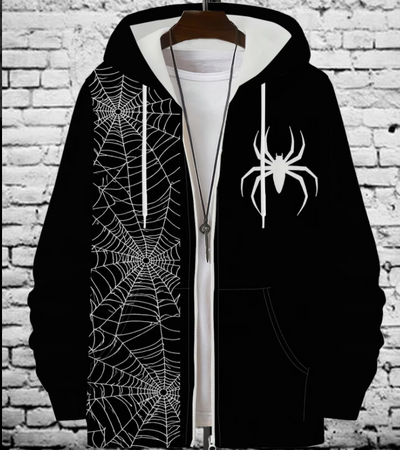 Sudadera con zipper | Negro | Hombre Araña | spider man | telarañas enredado