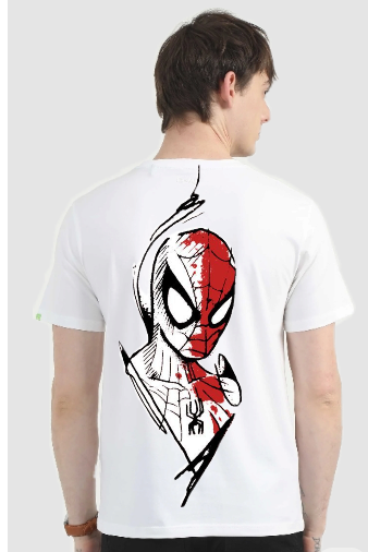 Playera | blanco | Hombre araña | spiderman | figura espalda animada