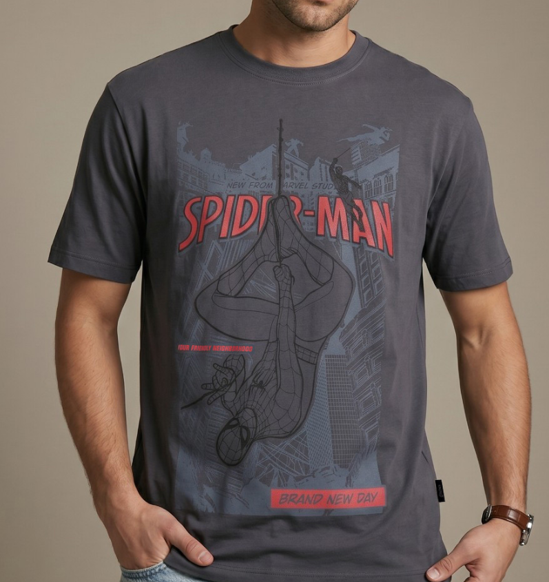 Playera | Gris | Hombre araña | spiderman | Spider-Man Graphic Printed T-Shirt