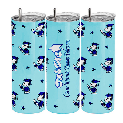 Vasos de viaje tipo termo | Snoopy | Graduando | Celeste