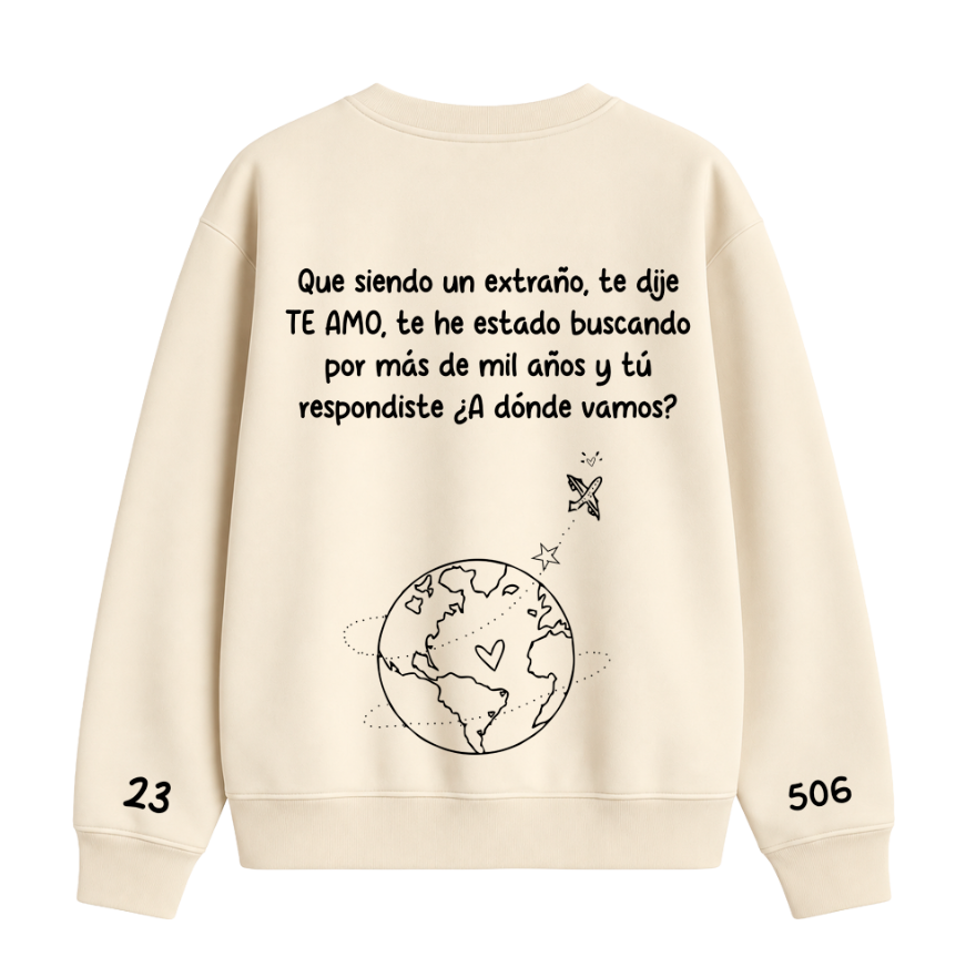Sudadera | Cuello redondo | Color Crema| Morat palabras dispersas