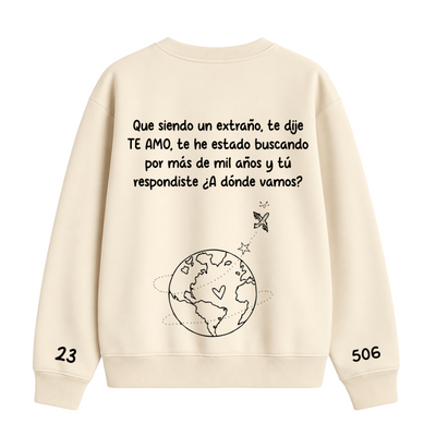Sudadera | Cuello redondo | Color Crema| Morat palabras dispersas