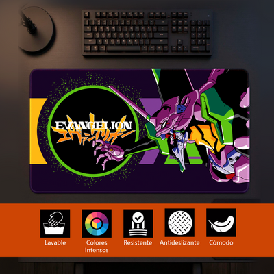 Mouse Pad Gamer | Neon Genesis Evangelion | Morado/verde