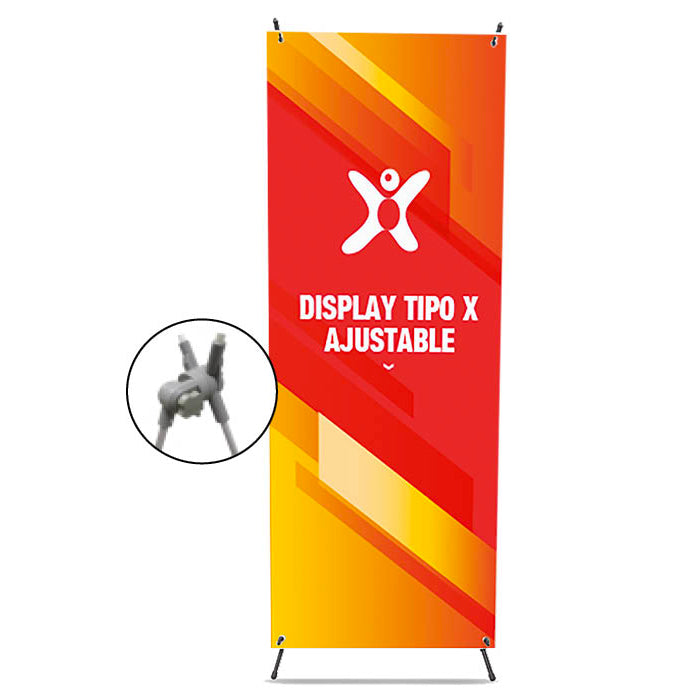 Display tipo X ajustable para negocios 80 cms x 180 cms