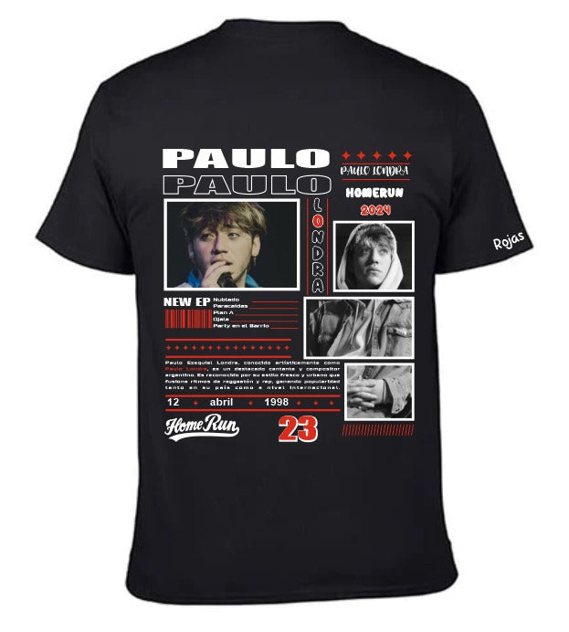 Playera Personalizada | Paulo Londra |Negro | Homerun 2024 | Nublado