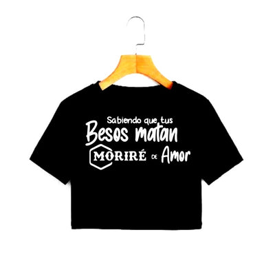 Playera Morat | Negra | Crop Top | Firmas