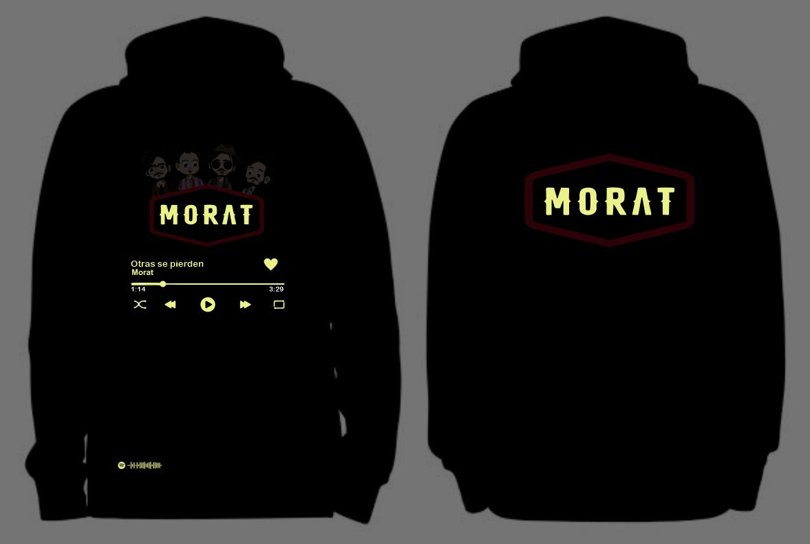 Sudadera Morat | Flurecente | Brilla en la obscuridad ambos lados | Negro | Otras se pierden | Código de Spotify