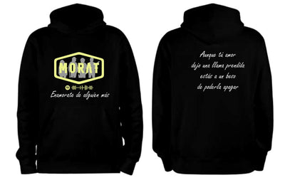 Sudadera Morat | Negro | Vector verde gris | Enamorate de alguien más | Con frase