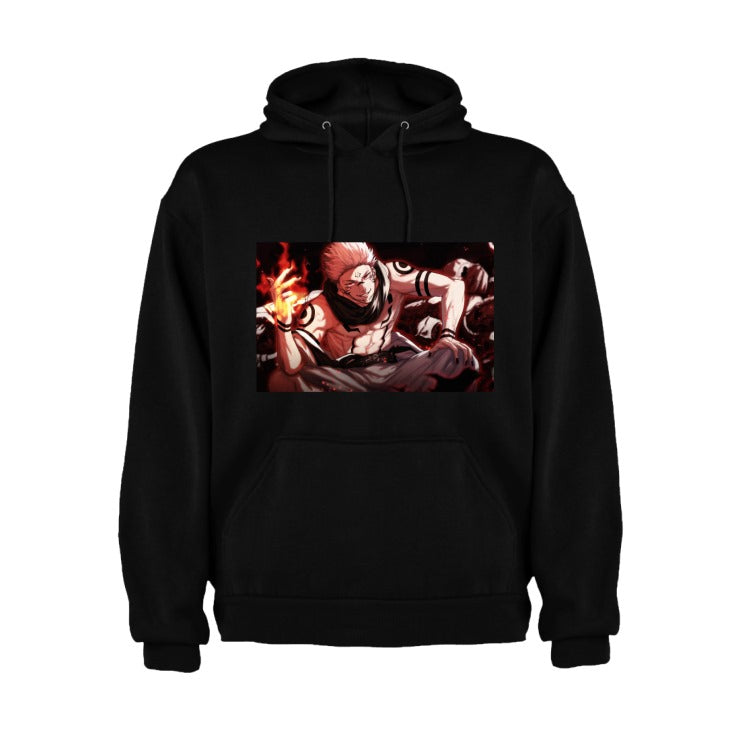 Sudadera Ánime | Negro | Jujutsu Kaisen | Mangas con llamas