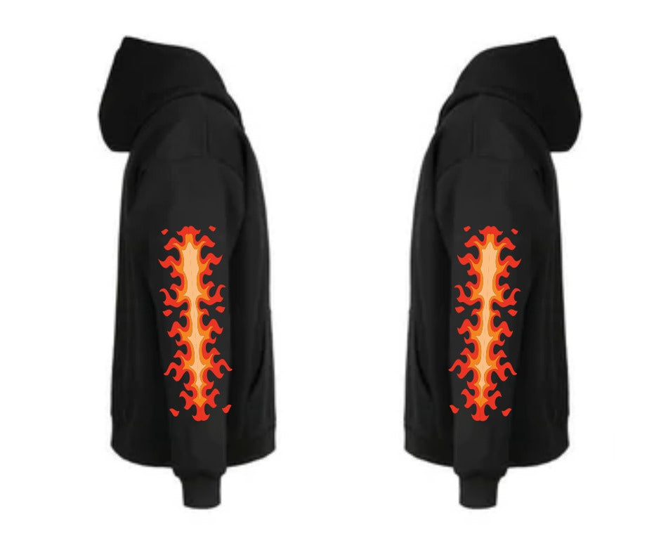 Sudadera Ánime | Negro | Jujutsu Kaisen | Mangas con llamas