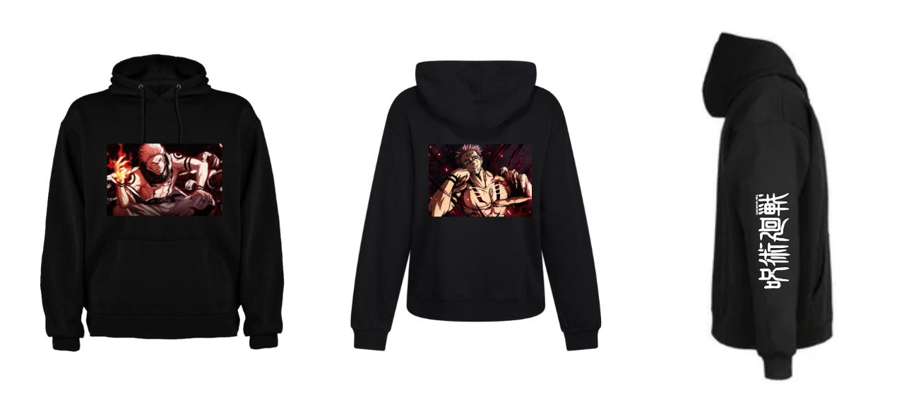 Sudadera Ánime | Negro | Jujutsu Kaisen | Mangas personalizadas en Blanco