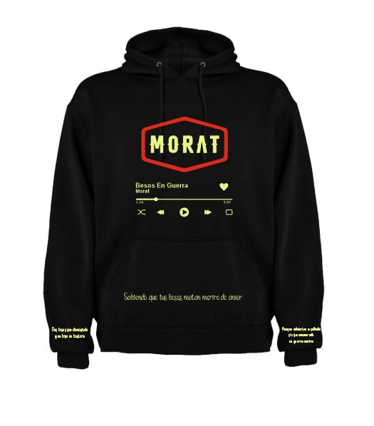Sudadera Morat | Fluorecente | Brilla en la obscuridad ambos lados | Negro | Besos en guerra