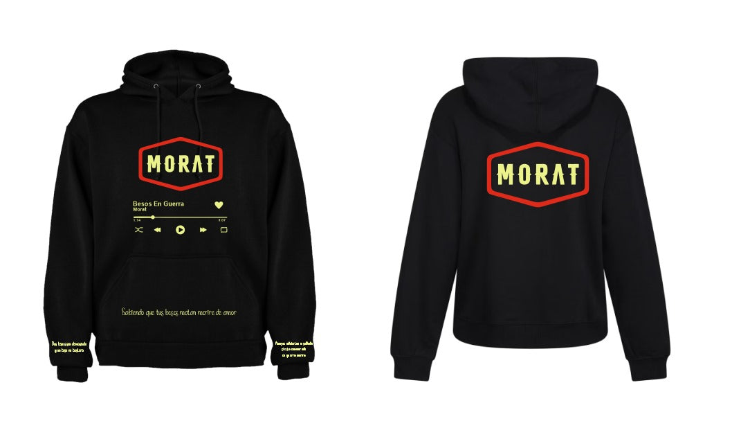 Sudadera Morat | Fluorecente | Brilla en la obscuridad ambos lados | Negro | Besos en guerra