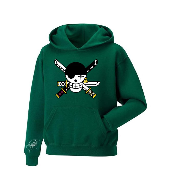 Sudadera Ánime | Verde | Zoro | Logo Zoro