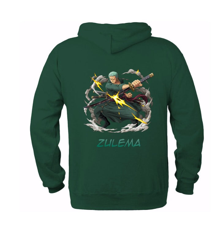 Sudadera Ánime | Verde | Zoro | Logo Zoro