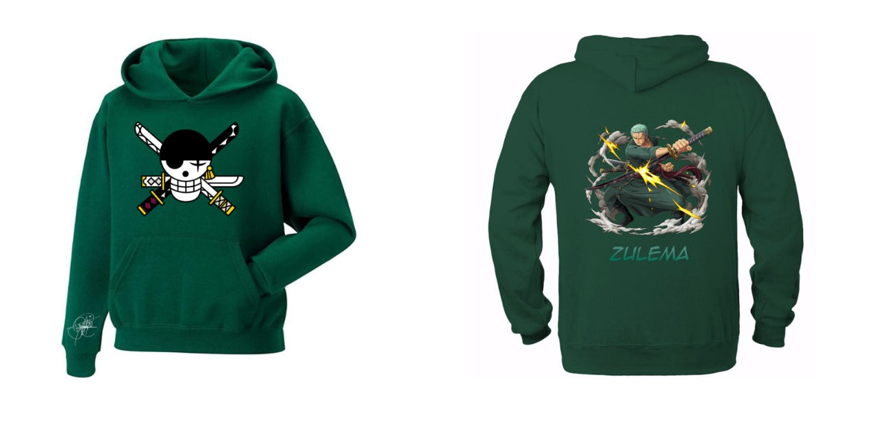 Sudadera Ánime | Verde | Zoro | Logo Zoro