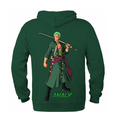 Sudadera Ánime | Verde | Zoro | Logo Zoro