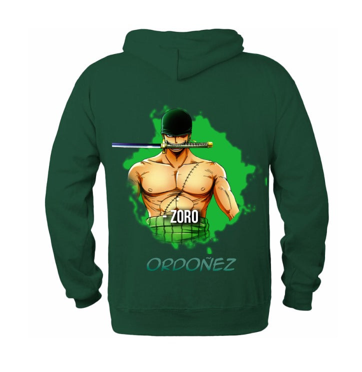 Sudadera Ánime | Verde | Zoro | Logo Zoro