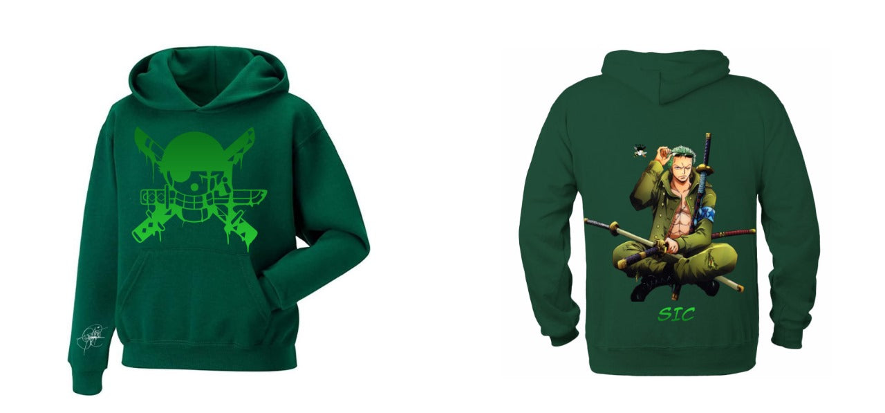 Sudadera Ánime | Verde | Zoro | Logo Zoro