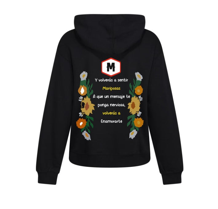 Sudadera Morat | Negro | Logo Morat | Y volveras a sentir Mariposas