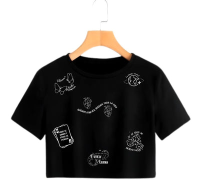 Playera Morat | Negra | Crop Top