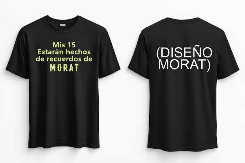 Playera Personalizada | Fluorescente | Brilla en la obscuridad | Negro| Mis 15 Estarán hechos de recuerdos de morat